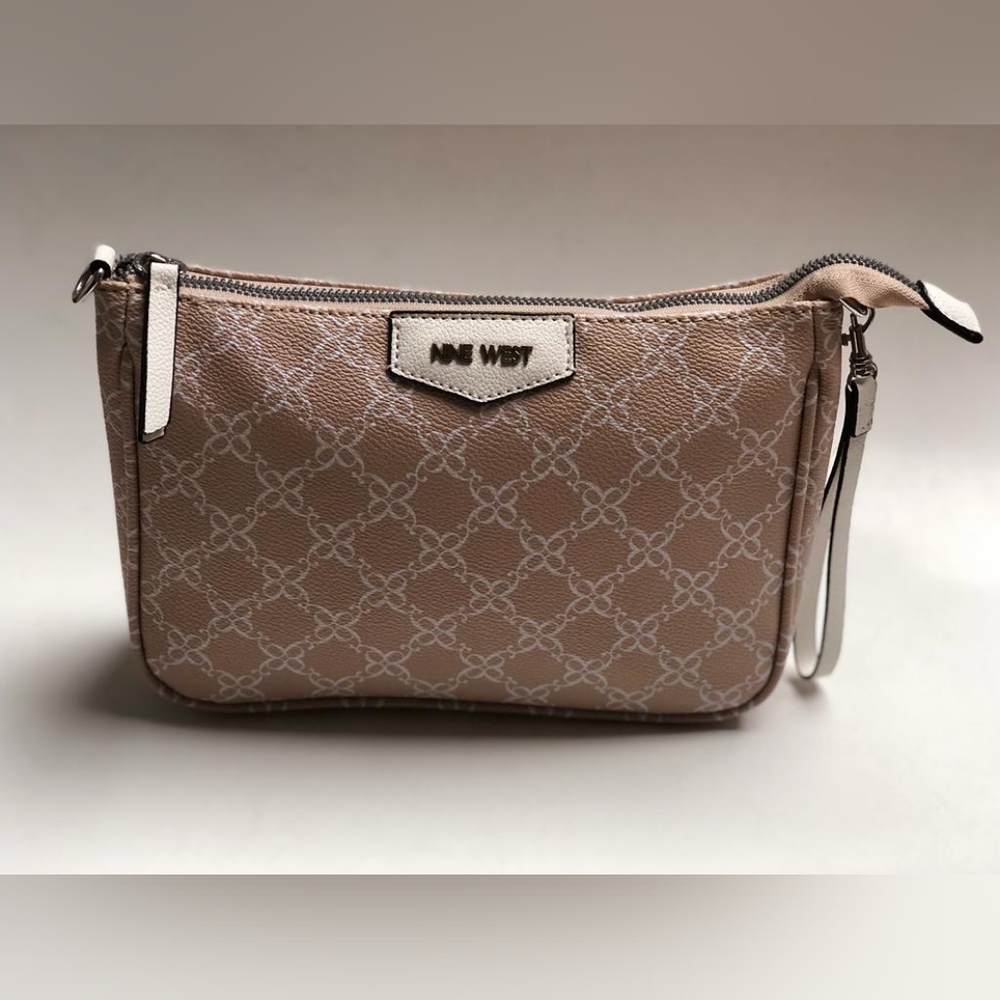 Nine West  Zippered Cosmetic Bag Cream Color Good Condition wallet for women